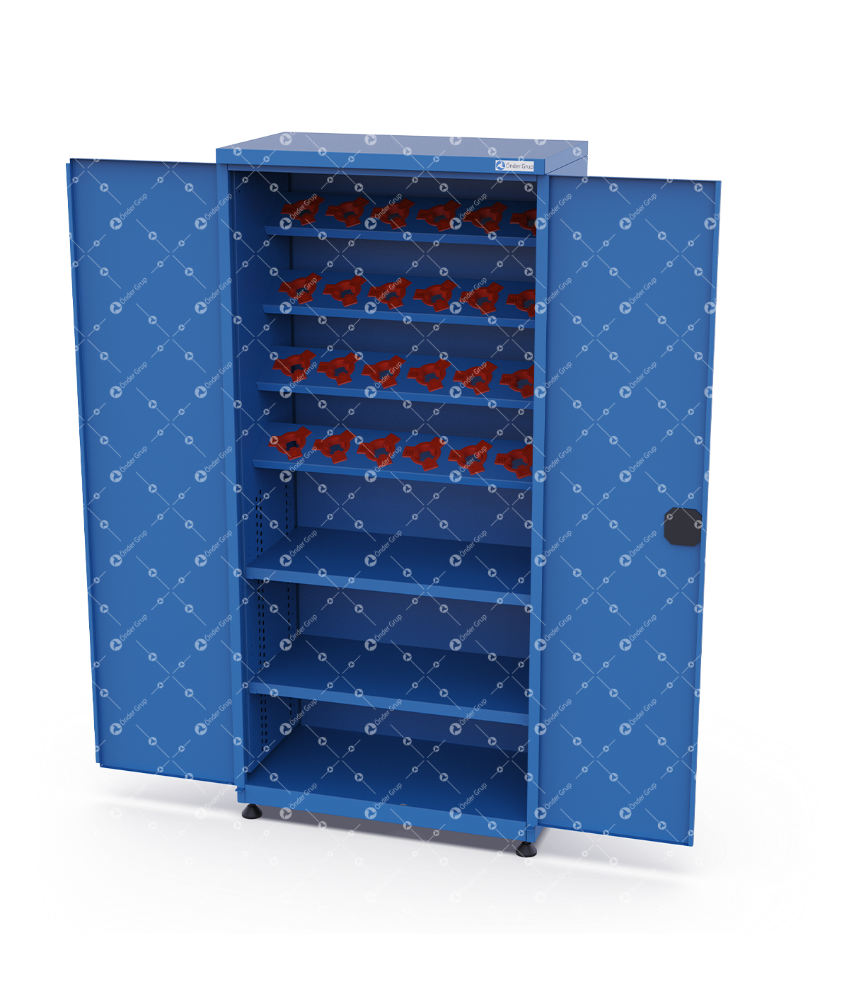 Storage Cupboard Tool Holders – 2 Shelves + 24 Units