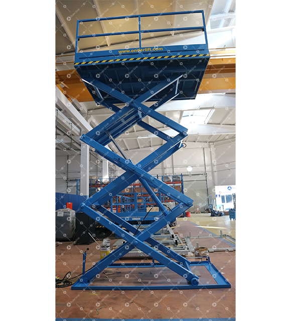 High Scissor Lift Table with Handrails
